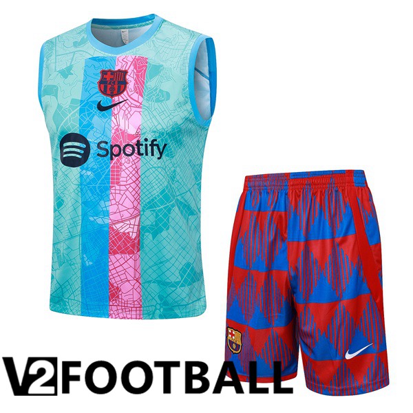 FC Barcelona Soccer Vest + Shorts Green 2023/2024