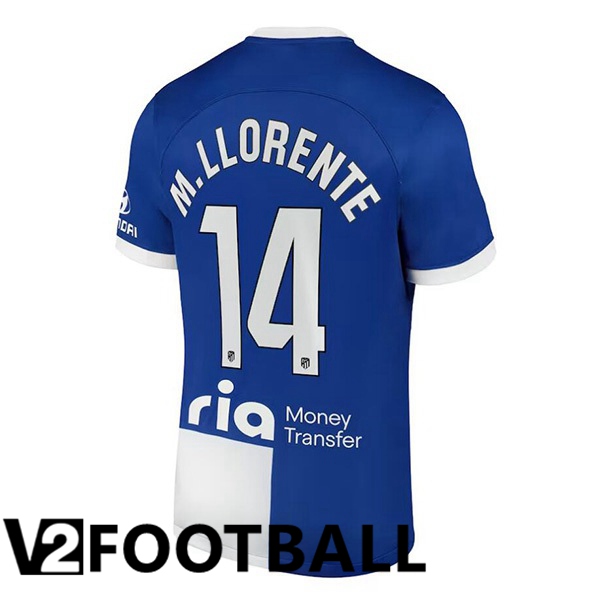 Atletico Madrid M. Llorente 14 Away Soccer Shirt Blue 2023/2024