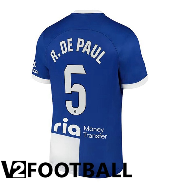 Atletico Madrid R. De Paul 5 Away Soccer Shirt Blue 2023/2024