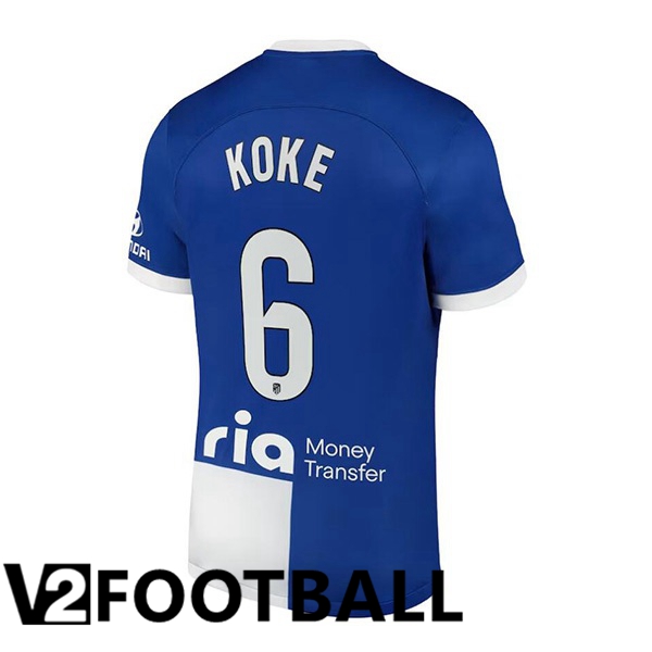 Atletico Madrid Koke 6 Away Soccer Shirt Blue 2023/2024