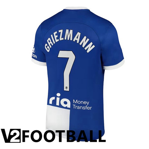 Atletico Madrid Griezmann 7 Away Soccer Shirt Blue 2023/2024