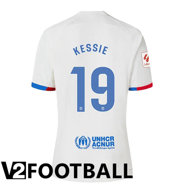 FC Barcelona KESSIE 19 Away Soccer Shirt White 2023/2024