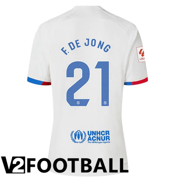 FC Barcelona F. DE JONG 21 Away Soccer Shirt White 2023/2024