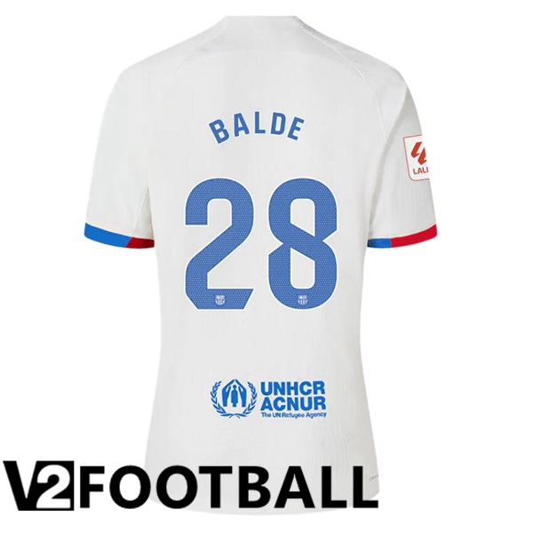 FC Barcelona BALDE 28 Away Soccer Shirt White 2023/2024