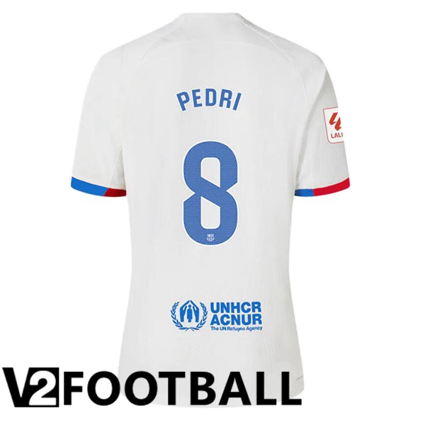FC Barcelona PEDRI 8 Away Soccer Shirt White 2023/2024