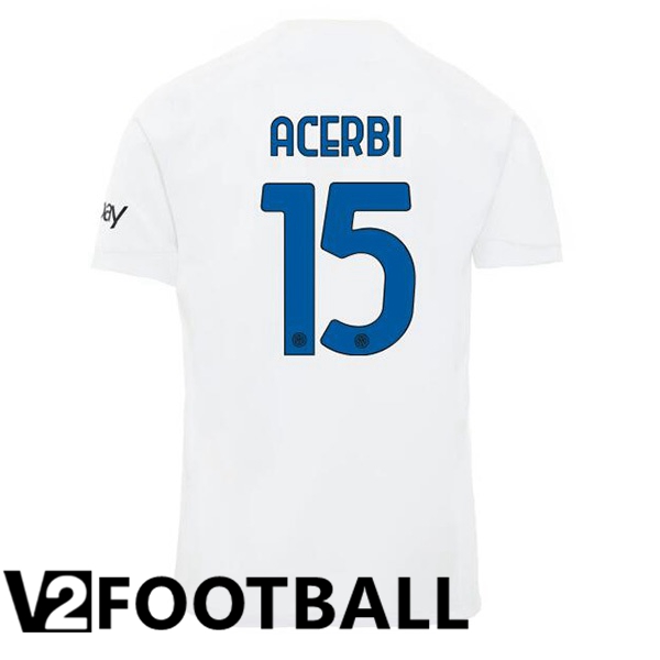 Inter Milan ACERBI 15 Away Soccer Shirt White 2023/2024