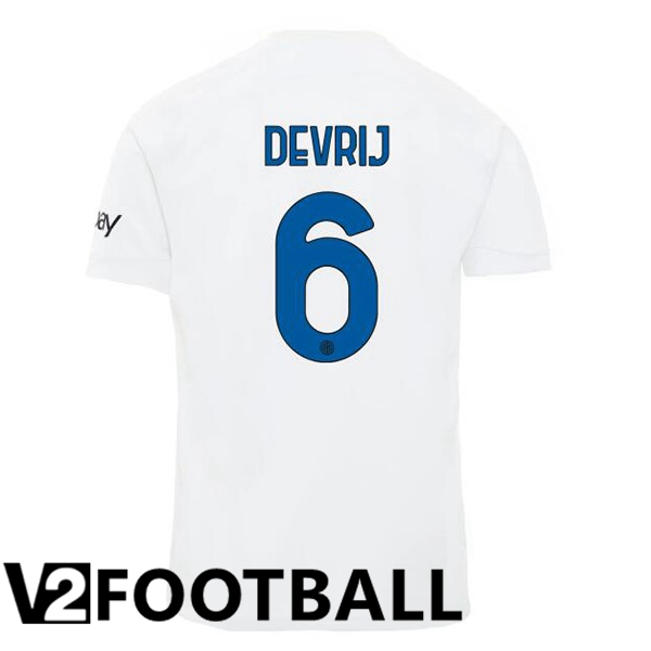 Inter Milan DE VRIJ 6 Away Soccer Shirt White 2023/2024