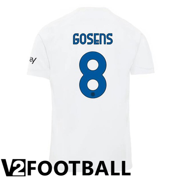 Inter Milan GOSENS 8 Away Soccer Shirt White 2023/2024