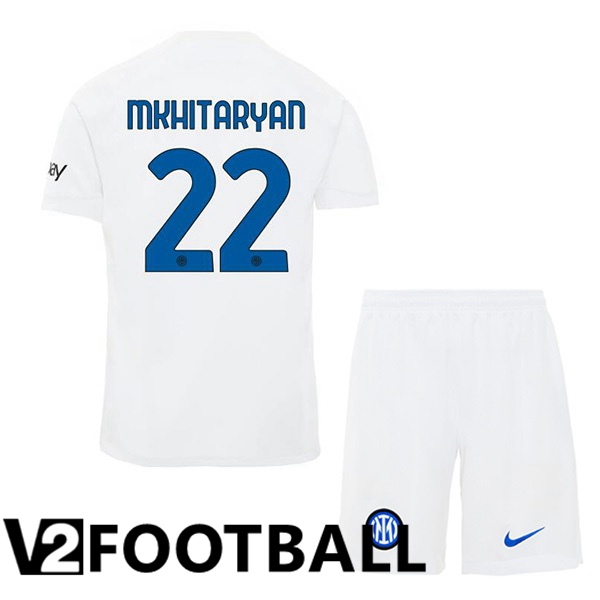 Inter Milan MKHITARYAN 22 Kids Away Soccer Shirt White 2023/2024