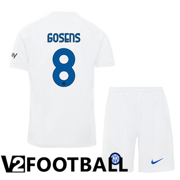 Inter Milan GOSENS 8 Kids Away Soccer Shirt White 2023/2024