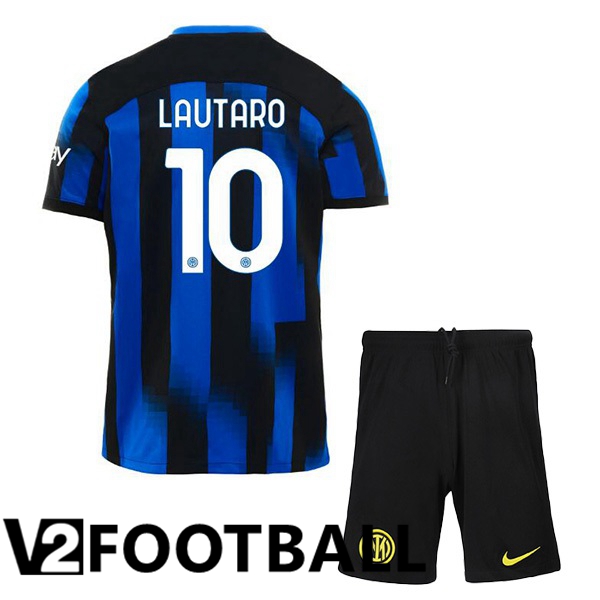 Inter Milan LAUTARO 10 Kids Home Soccer Shirt Blue 2023/2024