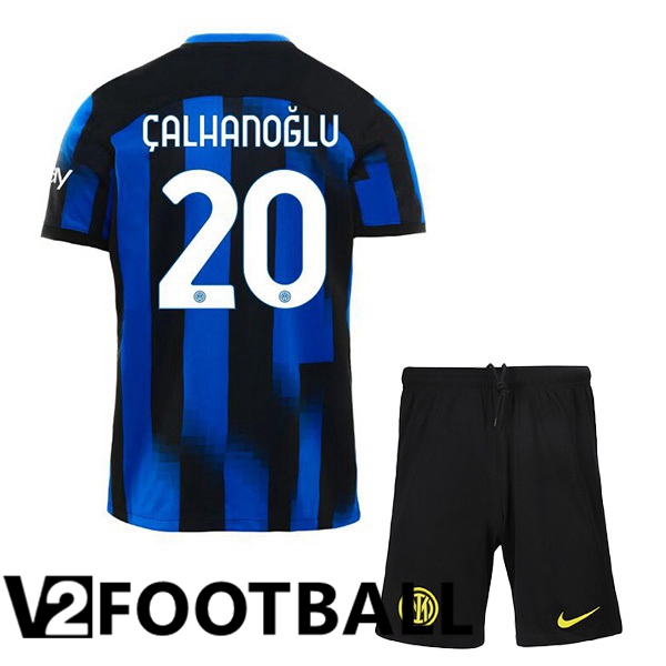 Inter Milan ÇALHANOĞLU 20 Kids Home Soccer Shirt Blue 2023/2024
