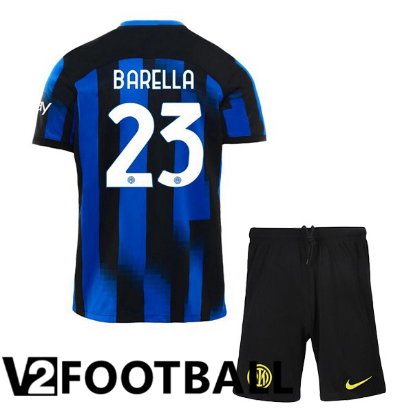 Inter Milan BARELLA 23 Kids Home Soccer Shirt Blue 2023/2024