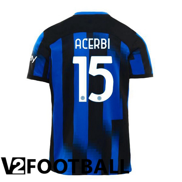 Inter Milan ACERBI 15 Home Soccer Shirt Blue 2023/2024