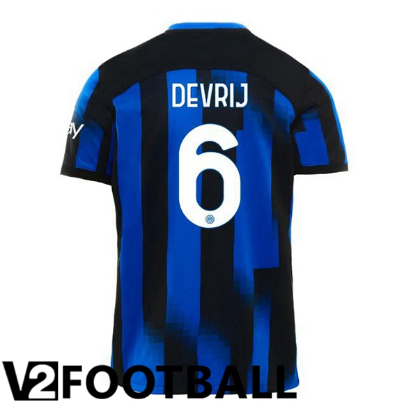 Inter Milan DE VRIJ 6 Home Soccer Shirt Blue 2023/2024