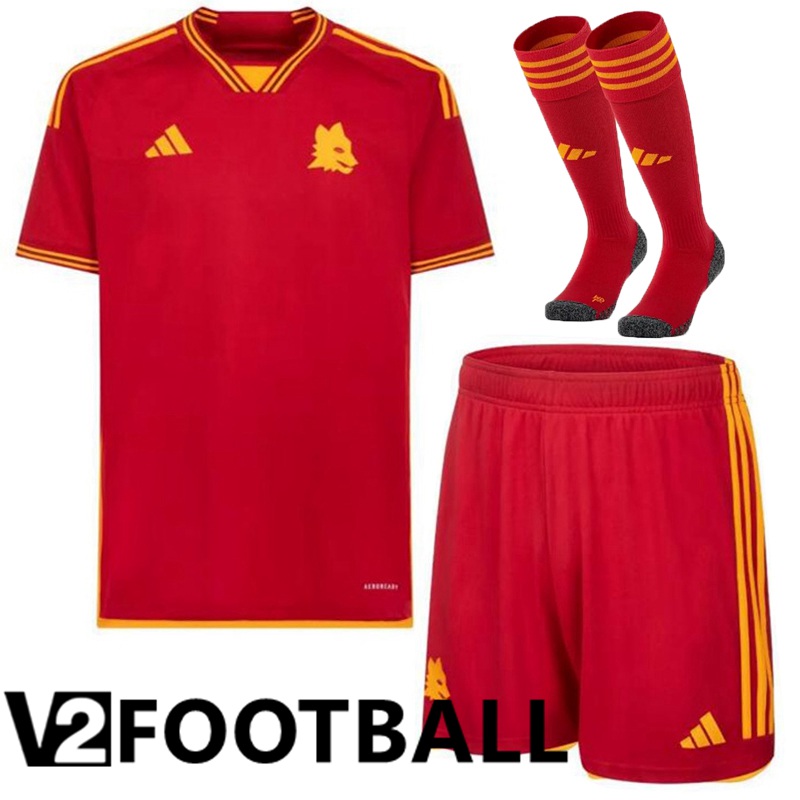 AS Roma Home Soccer Shirt Shorts + Sock 2023/2024