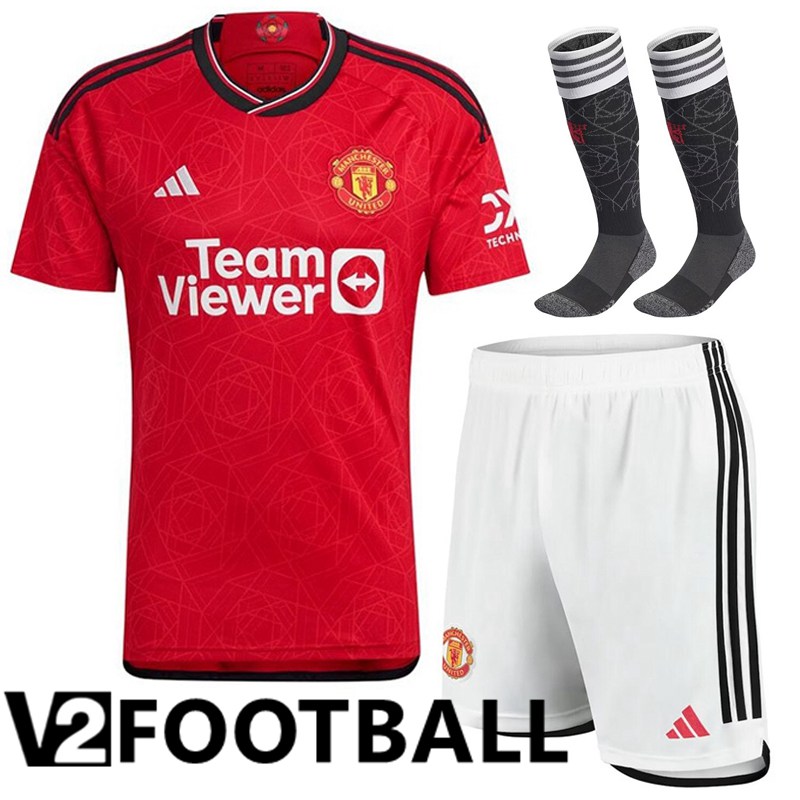 Manchester United Home Soccer Shirt Shorts + Sock 2023/2024
