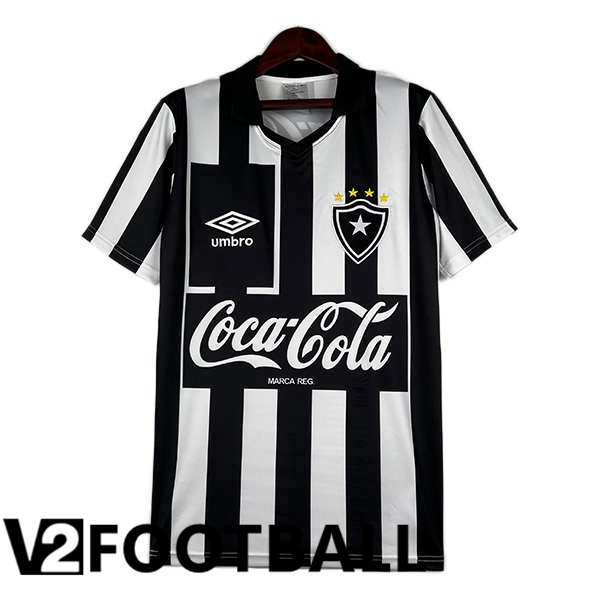 Botafogo Retro Home Soccer Shirt Black White 1992