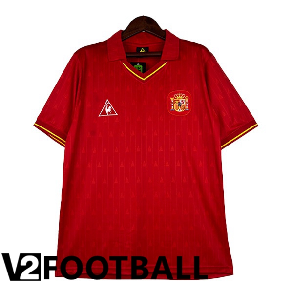 Spain Retro Home Soccer Shirt Red 1988-1991