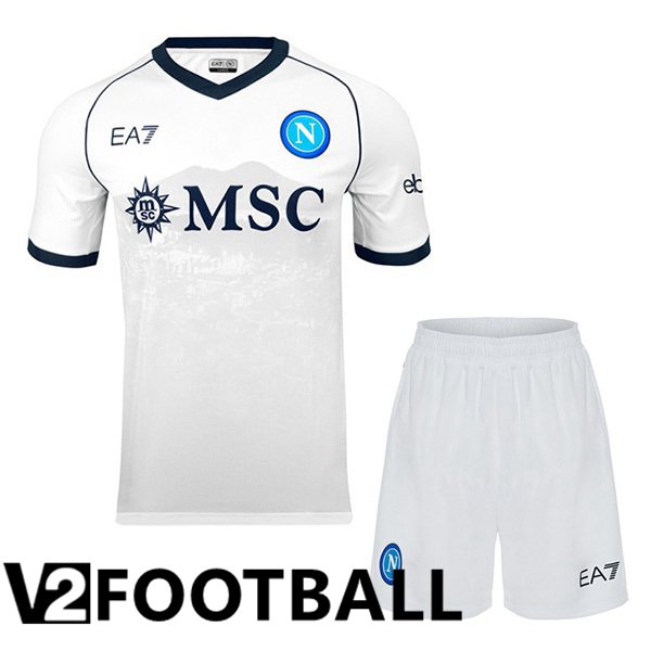 SSC Napoli Kids Away Soccer Shirt White 2023/2024