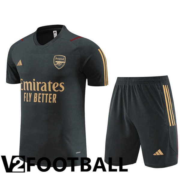 Arsenal Training T Shirt + Shorts Grey 2023/2024