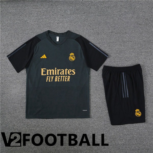 Real Madrid Training T Shirt + Shorts Grey 2023/2024