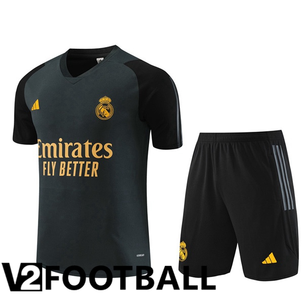 Real Madrid Training T Shirt + Shorts Grey 2023/2024