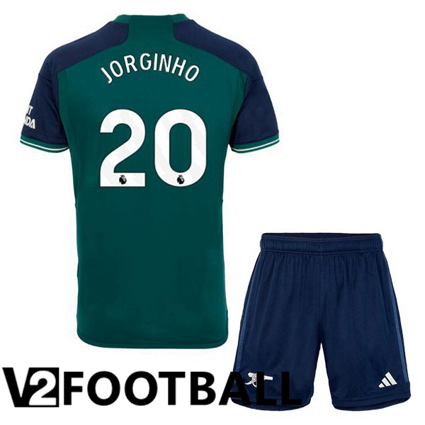 Arsenal (JORGINHO 20) Kids Soccer Shirt Third Green 2023/2024