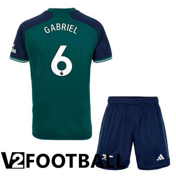 Arsenal (GABRIEL 6) Kids Soccer Shirt Third Green 2023/2024