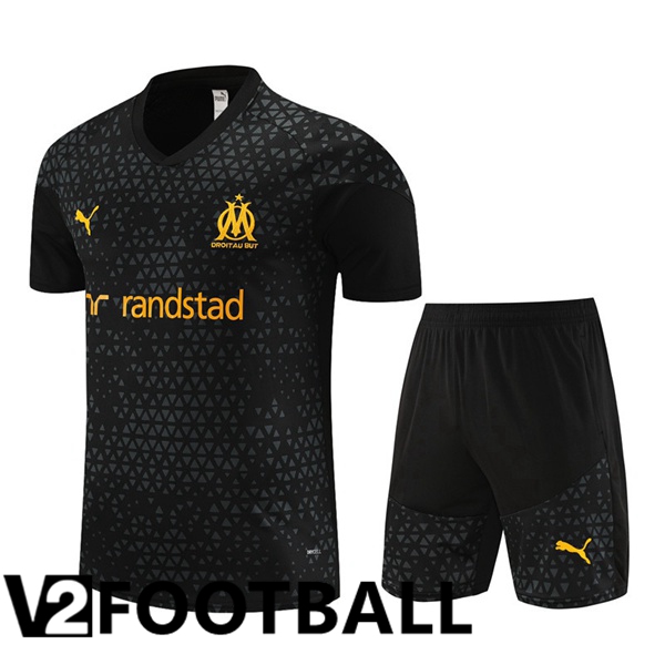 Marseille OM Training T Shirt + Shorts Black 2023/2024