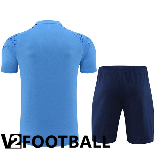 Manchester City Training T Shirt + Shorts Blue 2023/2024