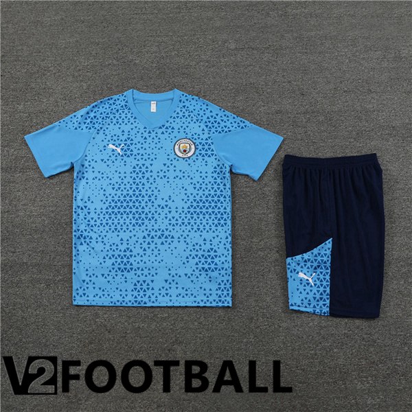 Manchester City Training T Shirt + Shorts Blue 2023/2024