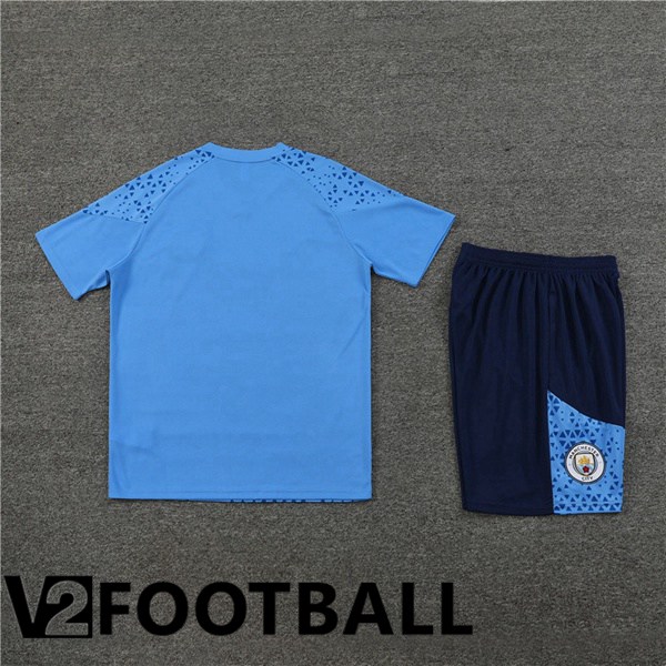 Manchester City Training T Shirt + Shorts Blue 2023/2024