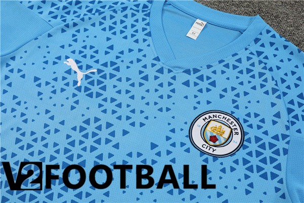 Manchester City Training T Shirt + Shorts Blue 2023/2024