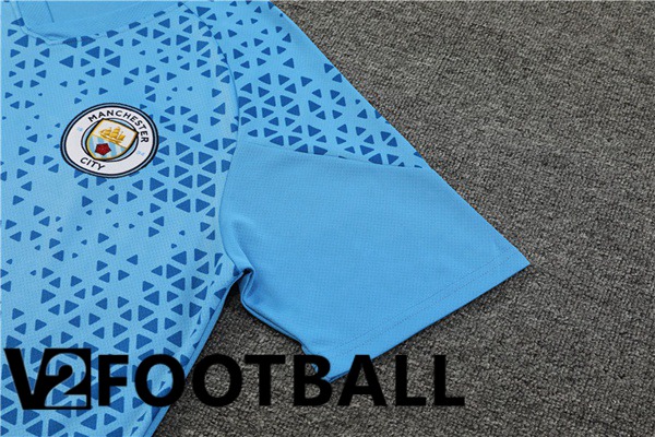 Manchester City Training T Shirt + Shorts Blue 2023/2024