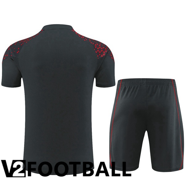 Manchester City Training T Shirt + Shorts Red Black 2023/2024