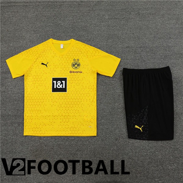 Dortmund BVB Training T Shirt + Shorts Yellow 2023/2024