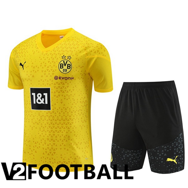 Dortmund BVB Training T Shirt + Shorts Yellow 2023/2024