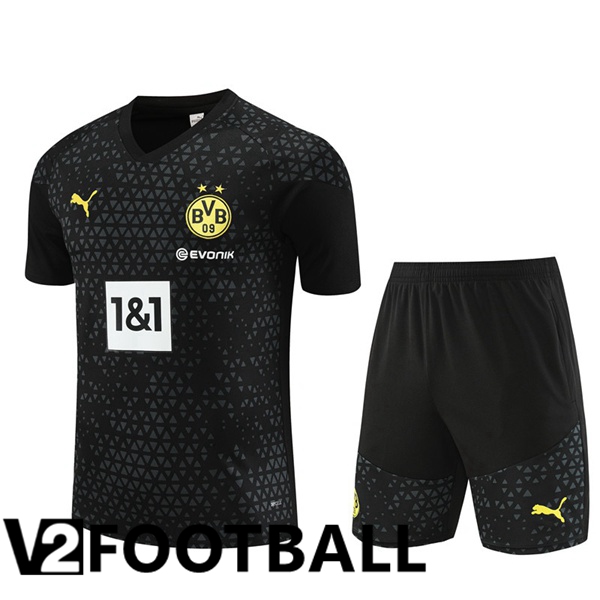 Dortmund BVB Training T Shirt + Shorts Black 2023/2024