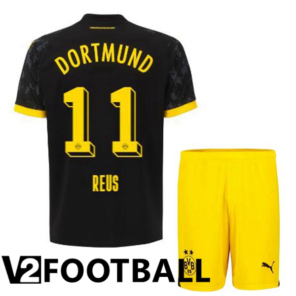 Dortmund BVB (Reus 11) Kids Soccer Shirt Away Black 2023/2024