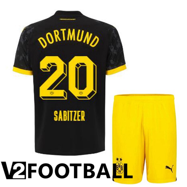 Dortmund BVB (Sabitzer 20) Kids Soccer Shirt Away Black 2023/2024