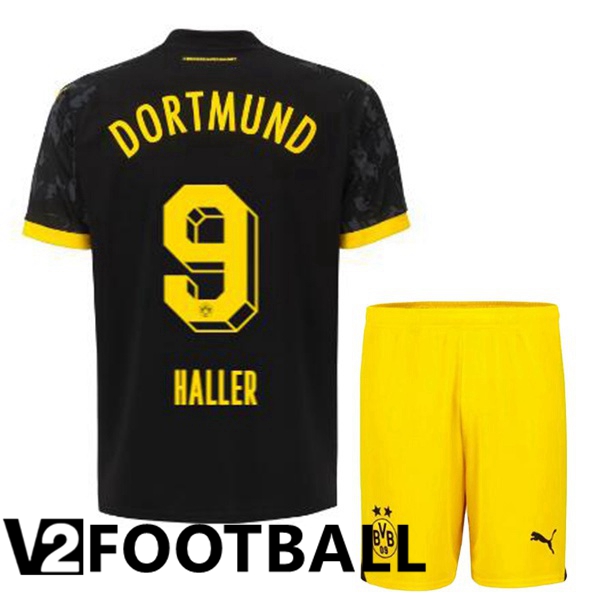 Dortmund BVB (Haller 9) Kids Soccer Shirt Away Black 2023/2024