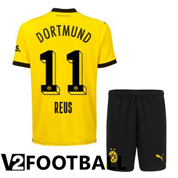 Dortmund BVB (Reus 11) Kids Soccer Shirt Home Yellow Black 2023/2024