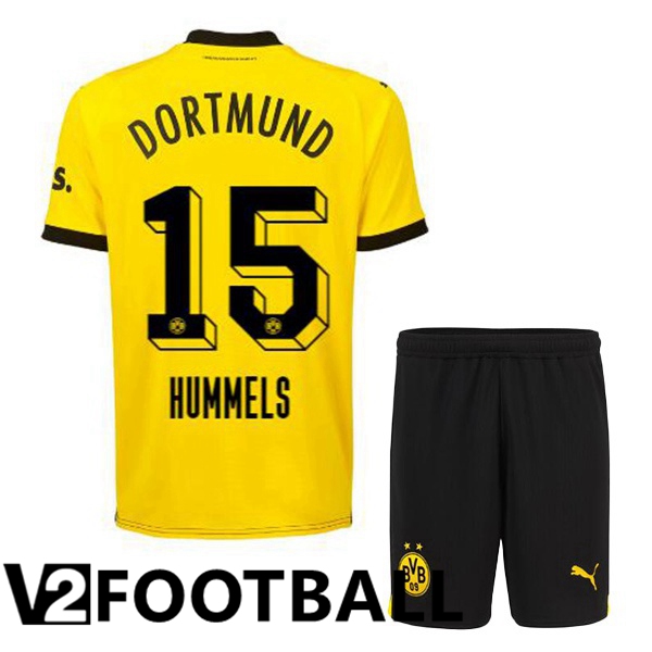 Dortmund BVB (Hummels 15) Kids Soccer Shirt Home Yellow Black 2023/2024