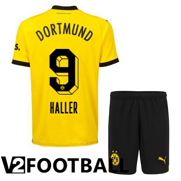 Dortmund BVB (Haller 9) Kids Soccer Shirt Home Yellow Black 2023/2024