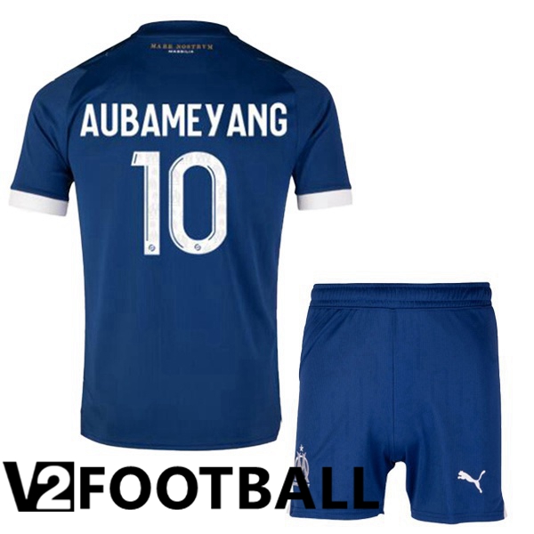 Marseille OM (AUBAMEYANG 10) Kids Soccer Shirt Away Blue 2023/2024