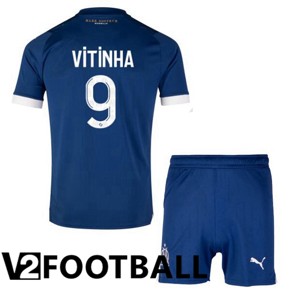 Marseille OM (VITINHA 9) Kids Soccer Shirt Away Blue 2023/2024