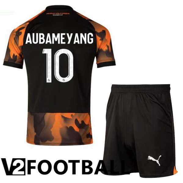 Marseille OM (AUBAMEYANG 10) Kids Soccer Shirt Third Black Yellow 2023/2024