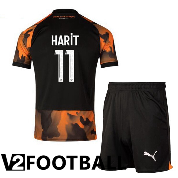 Marseille OM (HARIT 11) Kids Soccer Shirt Third Black Yellow 2023/2024