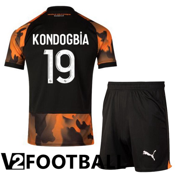 Marseille OM (KONDOGBIA 19) Kids Soccer Shirt Third Black Yellow 2023/2024